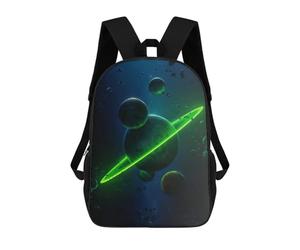 sinyumoney Mochila Escolar Impresa En 3D Green Planet with Ring Mochila Infantil Mochila Escolar Linda Mochila Impermeable De Moda Informal Para Niños 17inch