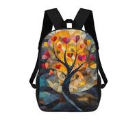 sinyumoney Mochila Escolar Impresa En 3D Heart Tree of Love in Stained Glass Style Mochila Infantil Mochila Escolar Linda Mochila Impermeable De Moda Informal Para Niños 17inch
