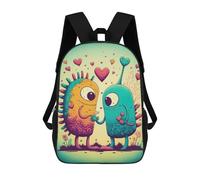 sinyumoney Mochila Escolar Impresa En 3D Love Monsters in Pastel Colors Mochila Infantil Mochila Escolar Linda Mochila Impermeable De Moda Informal Para Niños 17inch