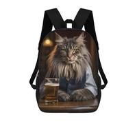sinyumoney Mochila Escolar Impresa En 3D Maine Coon Cat in The Pub Mochila Infantil Mochila Escolar Linda Mochila Impermeable De Moda Informal Para Niños 17inch
