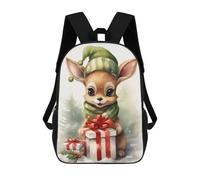 sinyumoney Mochila Escolar Impresa En 3D Merry Tiny Deer Xmas Mochila Infantil Mochila Escolar Linda Mochila Impermeable De Moda Informal Para Niños 17inch
