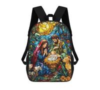 sinyumoney Mochila Escolar Impresa En 3D Nativity Scene Stained Gla Mochila Infantil Mochila Escolar Linda Mochila Impermeable De Moda Informal Para Niños 17inch
