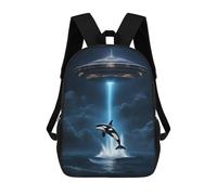 sinyumoney Mochila Escolar Impresa En 3D Orca Whale Alien Spaceship Mochila Infantil Mochila Escolar Linda Mochila Impermeable De Moda Informal Para Niños 17inch