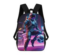 sinyumoney mochila escolar impresa en 3D para niños Boy Daydreaming Moon, gran capacidad, ideal para viajes, moda e informal, Neon Astronaut Fútbol, 17"