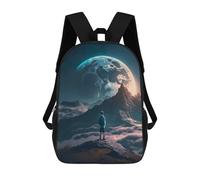 sinyumoney mochila escolar impresa en 3D para niños Boy Daydreaming Moon, gran capacidad, ideal para viajes, moda e informal, Boy Looking At The Moon, 17"