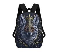 sinyumoney mochila escolar impresa en 3D para niños Boy Daydreaming Moon, gran capacidad, ideal para viajes, moda e informal, Golden Crown Fox, 17"