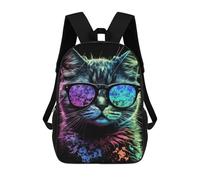 Sinyumoney - Mochila escolar impresa en 3D para niños y niñas, estilo casual y moderno, ideal para la escuela o los viajes., Coolcatnumerotres, 17"