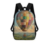 Sinyumoney - Mochila escolar impresa en 3D para niños y niñas, estilo casual y moderno, ideal para la escuela o los viajes., Patchwork Hot Air Balloon, 17"