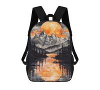 Sinyumoney - Mochila escolar impresa en 3D para niños y niñas, estilo casual y moderno, ideal para la escuela o los viajes., Sunset Mountain Lake, 17"