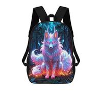 Sinyumoney - Mochila escolar impresa en 3D para niños y niñas, estilo casual y moderno, ideal para la escuela o los viajes., Mystical Fox In Forest, 17"