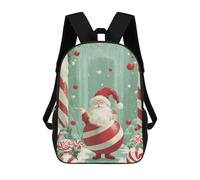 Sinyumoney - Mochila escolar impresa en 3D para niños y niñas, estilo casual y moderno, ideal para la escuela o los viajes., Santa Claus Candy Cane, 17"