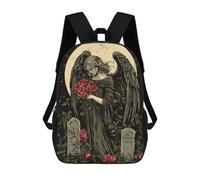 Sinyumoney - Mochila escolar impresa en 3D para niños y niñas, estilo casual y moderno, ideal para la escuela o los viajes., Ángel gótico de Sorrow, 17"