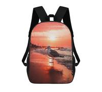 Sinyumoney - Mochila escolar impresa en 3D para niños y niñas, estilo casual y moderno, ideal para la escuela o los viajes., Golden Light Lonely Bird, 17"