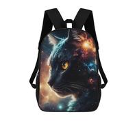 Sinyumoney - Mochila escolar impresa en 3D para niños y niñas, estilo casual y moderno, ideal para la escuela o los viajes., Black Cat In Space, 17"