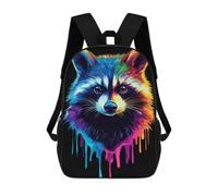Sinyumoney - Mochila escolar impresa en 3D para niños y niñas, estilo casual y moderno, ideal para la escuela o los viajes., Rainbow Pop Art Raccoon, 17"