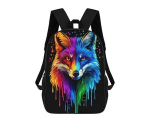 Sinyumoney - Mochila escolar impresa en 3D para niños y niñas, estilo casual y moderno, ideal para la escuela o los viajes., Rainbow Fox Pop Art Fox Co, 17"