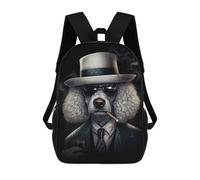 sinyumoney Mochila Escolar Impresa En 3D Poodle Dog Gangster Suit Mochila Infantil Mochila Escolar Linda Mochila Impermeable De Moda Informal Para Niños 17inch
