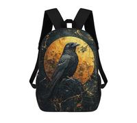 sinyumoney Mochila Escolar Impresa En 3D Raven And Golden Moon Mochila Infantil Mochila Escolar Linda Mochila Impermeable De Moda Informal Para Niños 17inch