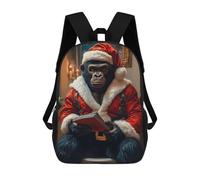 sinyumoney Mochila Escolar Impresa En 3D Santa Gorilla Mochila Infantil Mochila Escolar Linda Mochila Impermeable De Moda Informal Para Niños 17inch