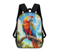 sinyumoney Mochila Escolar Impresa En 3D Scarlet Macaw on Branch Mochila Infantil Mochila Escolar Linda Mochila Impermeable De Moda Informal Para Niños 17inch