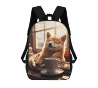 sinyumoney Mochila Escolar Impresa En 3D Shiba Inu Coffee Cute Dog Mochila Infantil Mochila Escolar Linda Mochila Impermeable De Moda Informal Para Niños 17inch