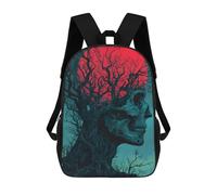 sinyumoney Mochila Escolar Impresa En 3D Skull Tree with Red Moon Mochila Infantil Mochila Escolar Linda Mochila Impermeable De Moda Informal Para Niños 17inch