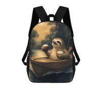sinyumoney Mochila Escolar Impresa En 3D Sloth on A Boat with Cocktails Mochila Infantil Mochila Escolar Linda Mochila Impermeable De Moda Informal Para Niños 17inch