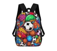 sinyumoney Mochila Escolar Impresa En 3D Sports Ball Fiesta Mochila Infantil Mochila Escolar Linda Mochila Impermeable De Moda Informal Para Niños 17inch
