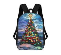 sinyumoney Mochila Escolar Impresa En 3D Stained Glass Christmas Tree Mochila Infantil Mochila Escolar Linda Mochila Impermeable De Moda Informal Para Niños 17inch
