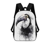 sinyumoney Mochila Escolar Impresa En 3D Toucan Beauty Black Ink Mochila Infantil Mochila Escolar Linda Mochila Impermeable De Moda Informal Para Niños 17inch