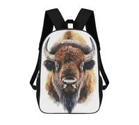 sinyumoney Mochila Escolar Impresa En 3D Watercolor Bison Portrait Mochila Infantil Mochila Escolar Linda Mochila Impermeable De Moda Informal Para Niños 17inch