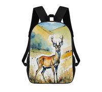 sinyumoney Mochila Escolar Impresa En 3D Watercolor Roe Deer in Landscape Mochila Infantil Mochila Escolar Linda Mochila Impermeable De Moda Informal Para Niños 17inch