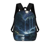 sinyumoney Mochila Escolar Impresa En 3D Waterfall In The Night Mochila Infantil Mochila Escolar Linda Mochila Impermeable De Moda Informal Para Niños 17inch