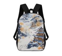 sinyumoney Mochila Escolar Impresa En 3D Winter Landscape with Pagodas Mochila Infantil Mochila Escolar Linda Mochila Impermeable De Moda Informal Para Niños 17inch