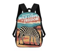 sinyumoney Mochila Escolar Impresa En 3D Zebra Wild Stripes of Freedom Mochila Infantil Mochila Escolar Linda Mochila Impermeable De Moda Informal Para Niños 17inch
