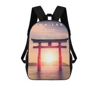 Sinyumoney Mochila Escolar Impreso 3D Para Niños Alhambra Garden Watercolor, Gran Capacidad, Ideal Para Viajes, Moda Y Casual, Biwa Lake Japón, 17"
