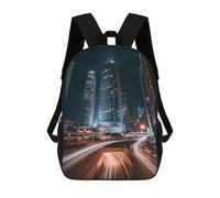 Sinyumoney Mochila Escolar Impreso 3D Para Niños Alhambra Garden Watercolor, Gran Capacidad, Ideal Para Viajes, Moda Y Casual, Hong Kong By Night, 17"