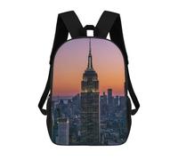 Sinyumoney Mochila Escolar Impreso 3D Para Niños Alhambra Garden Watercolor, Gran Capacidad, Ideal Para Viajes, Moda Y Casual, Empire State Building, 17"