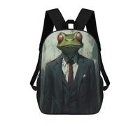 Sinyumoney Mochila Escolar Impreso 3D Para Niños CoolCatNumeroDos Bolsas De Libro, Bolsas De Viaje Escolar De Gran Capacidad Para Niños/Estudiantes/Adultos, Frog In Suit, 17"
