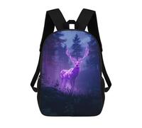 Sinyumoney Mochila Escolar Impreso 3D Para Niños CoolCatNumeroDos Bolsas De Libro, Bolsas De Viaje Escolar De Gran Capacidad Para Niños/Estudiantes/Adultos, Neon Deer In Forest, 17"