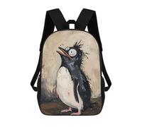 Sinyumoney Mochila Escolar Impreso 3D Para Niños CoolCatNumeroDos Bolsas De Libro, Bolsas De Viaje Escolar De Gran Capacidad Para Niños/Estudiantes/Adultos, Penguin confundido, 17"