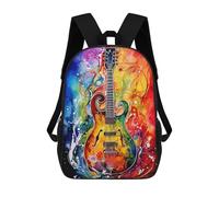 Sinyumoney Mochila Escolar Impreso 3D Para Niños CoolCatNumeroDos Bolsas De Libro, Bolsas De Viaje Escolar De Gran Capacidad Para Niños/Estudiantes/Adultos, Alcohol Ink Guitar, 17"