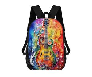 Sinyumoney Mochila Escolar Impreso 3D Para Niños CoolCatNumeroDos Bolsas De Libro, Bolsas De Viaje Escolar De Gran Capacidad Para Niños/Estudiantes/Adultos, Alcohol Ink Guitar, 17"