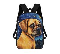Sinyumoney Mochila Escolar Impreso 3D Para Niños Gran Bazaar Estambul Mochila Escolar Para Niños Bolsa De Viaje, Mochila De Gran Capacidad, Puggle Dog Starry Night, 17"