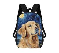 Sinyumoney Mochila Escolar Impreso 3D Para Niños Gran Bazaar Estambul Mochila Escolar Para Niños Bolsa De Viaje, Mochila De Gran Capacidad, Golden Retriever Night-1, 17"