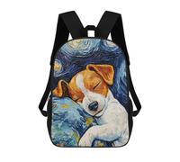 Sinyumoney Mochila Escolar Impreso 3D Para Niños Gran Bazaar Estambul Mochila Escolar Para Niños Bolsa De Viaje, Mochila De Gran Capacidad, Sleeping Jack Russel Terrier Starry Night, 17"