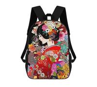 Sinyumoney Mochila Escolar Impreso 3D Para Niños, Gran Capacidad, Ideal Para Viajes Y Libros., Ancient Japan Kimono Girl, 17"