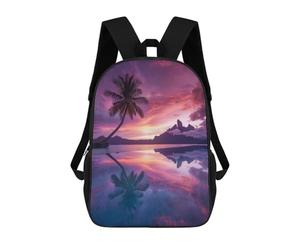 Sinyumoney Mochila Escolar Impreso 3D Para Niños, Gran Capacidad, Ideal Para Viajes Y Libros., Bora Bora Sunset, 17"
