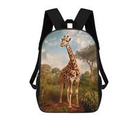 Sinyumoney Mochila Escolar Impreso 3D Para Niños, Gran Capacidad, Ideal Para Viajes Y Libros., Giraffe In Savannah, 17"