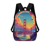 Sinyumoney Mochila Escolar Impreso 3D Para Niños, Gran Capacidad, Ideal Para Viajes Y Libros., Golden Gate Orgullo, 17"